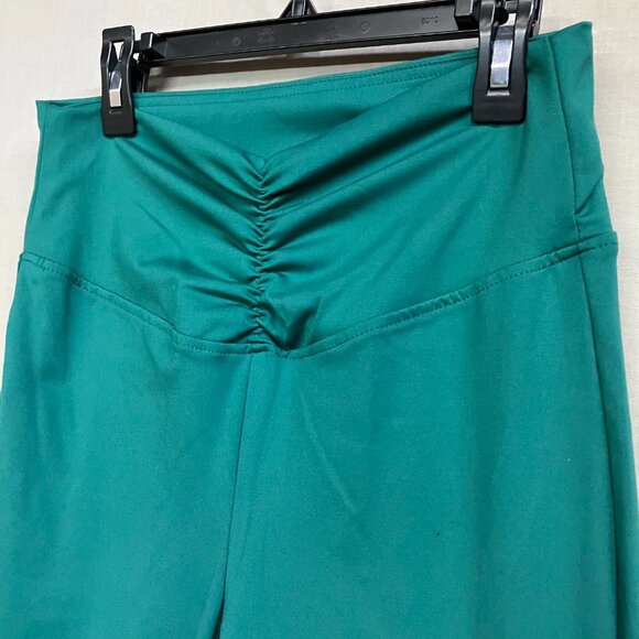 A New Day Women's Dark Green M High Waisted Flare Leggings with Ruched Waistband - Picture 9 of 12
